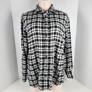 Madewell Black White Plaid Flannel Button Down Shirt Women’s Small Cotton F7730